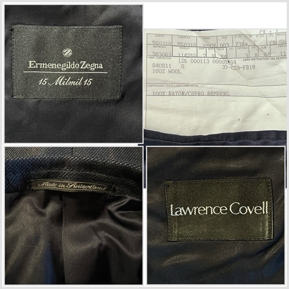 Zegna 15 Milmil 15 Sport Coat 44R Navy Blue Camel Plaid 3/2 Roll - Picture 15 of 16
